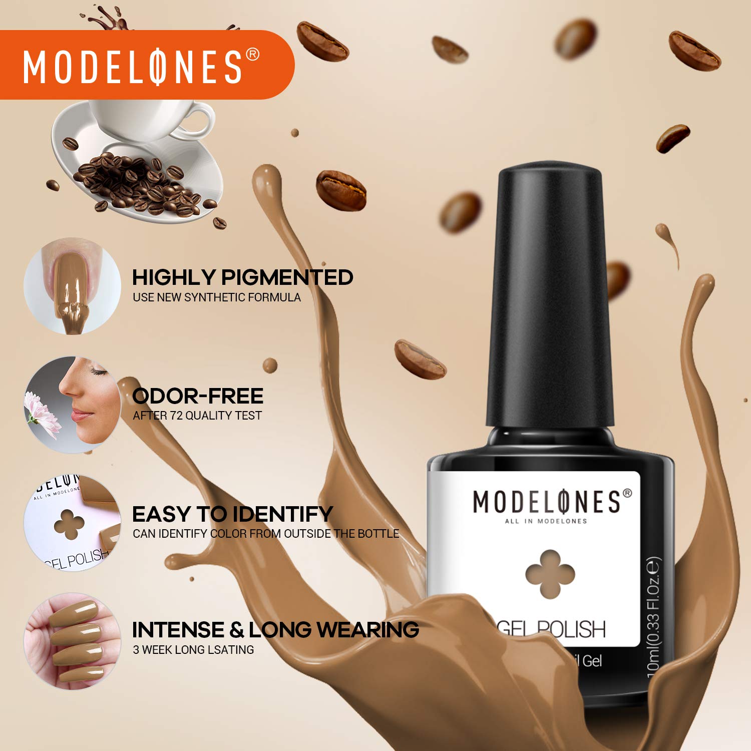 Modelones Gel Polish Set - Brown Series Polish Grey Coffee Dark Brown Gel Nail Polish Soak Off UV LED Varnish Nail Art Manicure Salon Collection for Beginner DIY at Home 0.33 OZ 6Pcs: Beauty