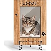 Zgogy Paw Print Pet Photo Picture Frame Dog Picture Frame, Pet Memorial Picture Frames For Dogs Cat, Photo Gifts For Pet Owner Friends, Insert 4 x 6 Pictures -Love Is a Four Legged Word (Vertical)-52