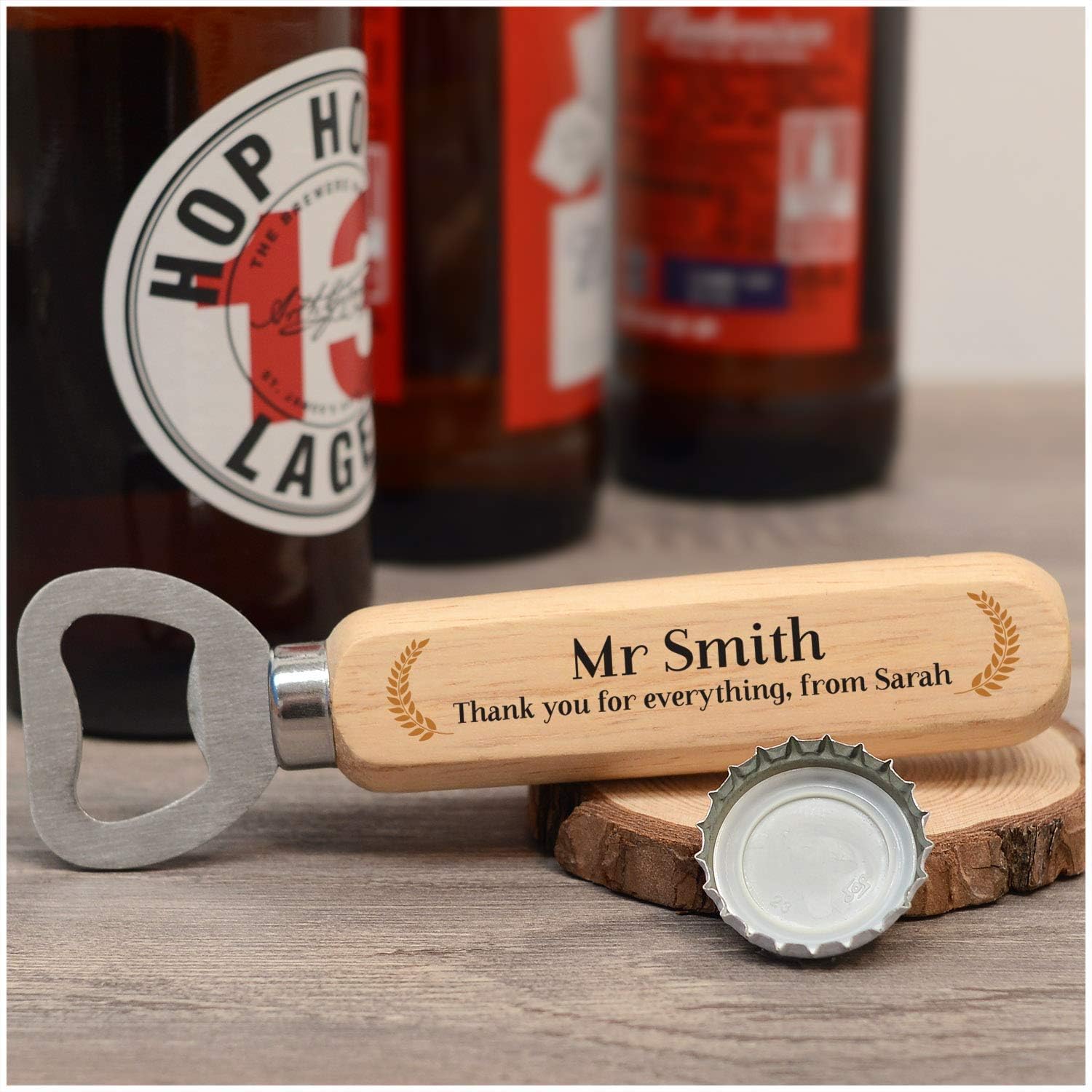 Personalised Teacher Wooden Bottle Opener Gifts - Unique Female Male Teacher Thank You Gifts - Drinks Bottle Opener Gifts for Teacher, Sports Coach, Head Teacher - School Leaving Gifts