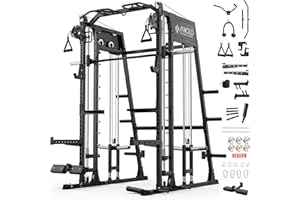 Mikolo M4 2.0 Smith Machine, All-in-One Home Gym Power Cage with LAT Pulldown & Cable Crossover, Squat Rack for Full Body Workouts