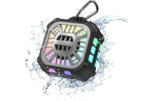 INSMY IP67 Waterproof Bluetooth Speaker, Shower Speaker Portable Small Clip-on, Multi Sync 100+ Speakers, Big Volume Booming Bass, 24H Playtime/Floatable/RGB Lights for Outdoor/Kayak/Beach (Black)