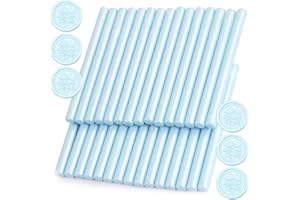 Light Blue Wax Seal Sticks, 30pcs Sealing Wax Sticks, HOSEALING Glue Gun Wax Seal Sticks for Wax Seal Stamp, Premium Sealing Wax for Wedding Invitations, Letter, Envelope (Mini Size)