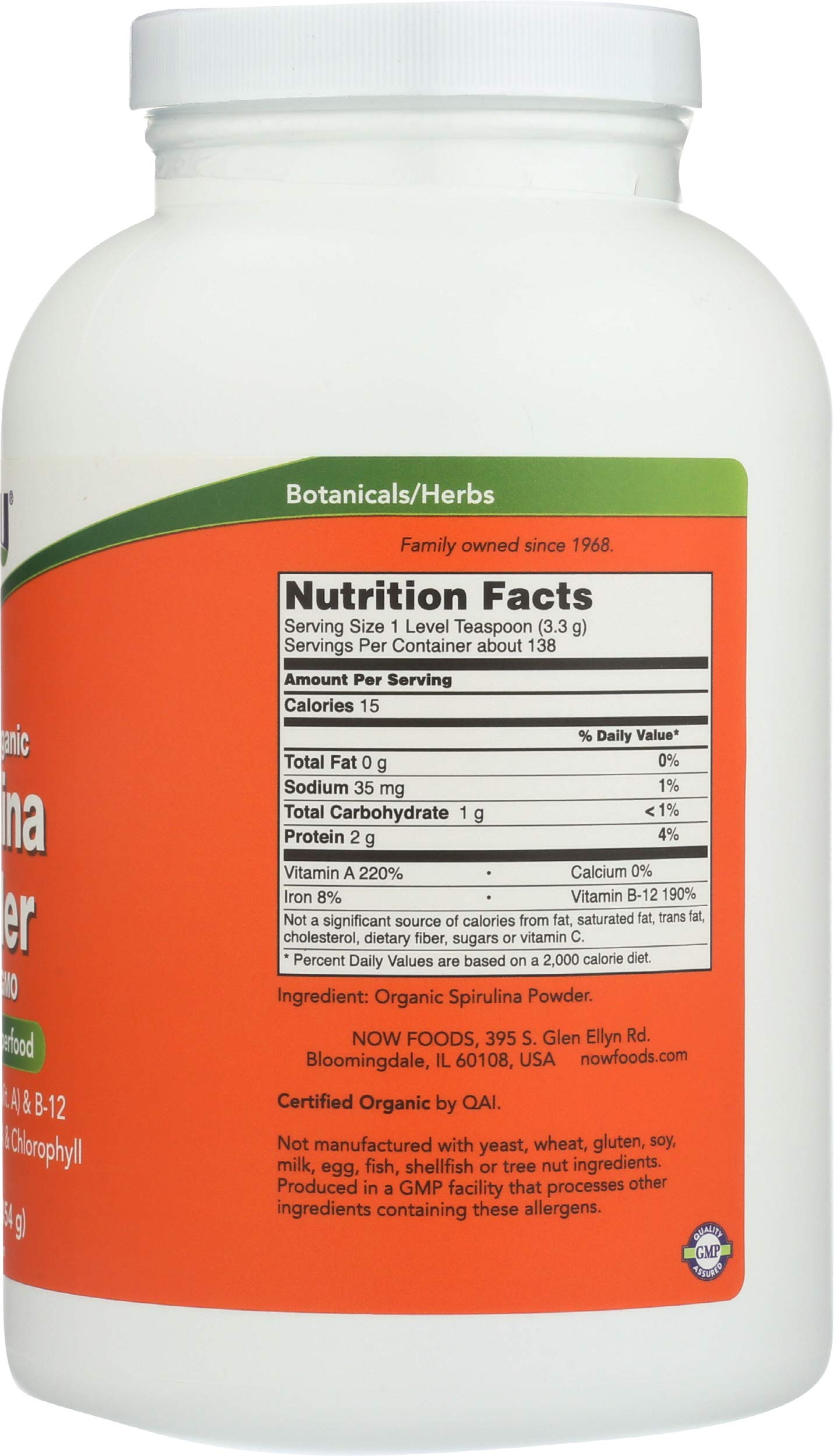 Now Foods, Spirulina Powder Organic, 16 Ounce Buy Online in UAE