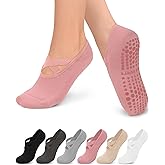 Aoliks Pilates Socks with Grips for Women 6 Pairs, Yoga Socks Non Slip Sock for Workout, Barre,Dance Pilates Gifts