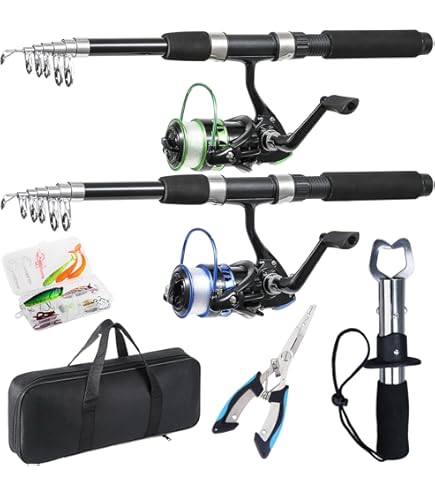Amazon.com : Tripquips Fishing Pole Combo, 6.9ft Telescopic Rods Set,  Collapsible Carbon Fiber Fishing Rods, Spinning Reel Set with Carrier Bag  Freshwater Fishing Rod and Reel Combos Kits : Sports & Outdoors