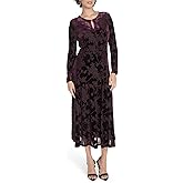 Tommy Hilfiger Womens Long Sleeves Keyhole Neck Midi Dress