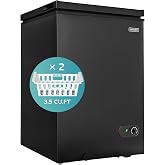 EUHOMY 3.5 Cu.Ft Chest Freezer, Deep Freezer Top Door, Black | 7-Level Thermostat, 6&deg;F to 10&deg;F, Storage Basket, Energy Efficient, 38 dB, Dorm Use, Apartment Use
