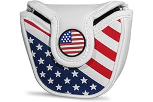 FRIMON Golf Club Head Covers,4pcs or 1pc USA Golf Head Covers for Woods and Driver Fairway Hybrid - PU Leather Mallet Blade Putter for Men Women Golf Enthusiast