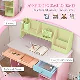 ZONEKIZ Kids Desk and Chair Set Pink with Storage 5-8 Years view 3