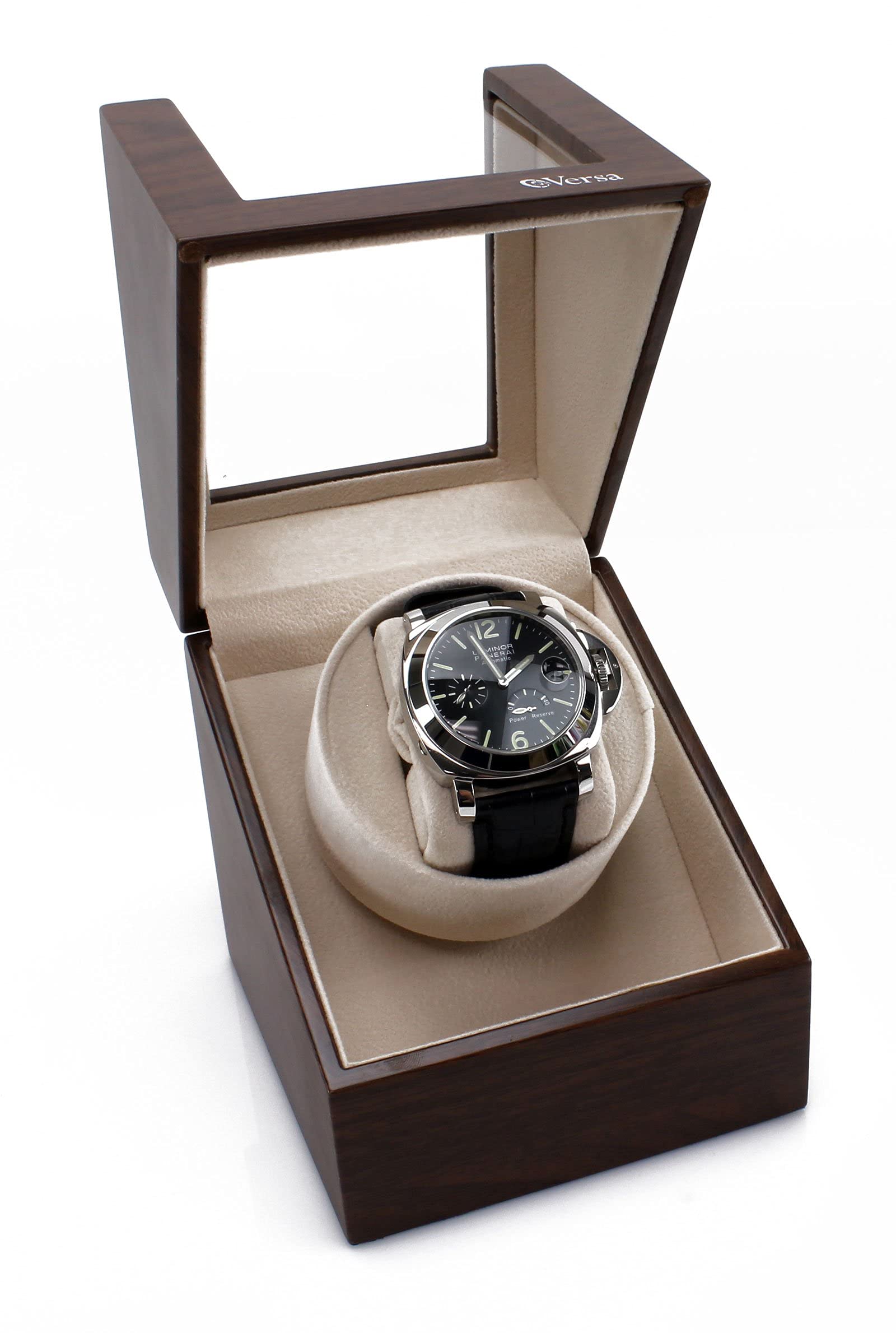 Versa Single Watch Winder Elite Automatic Watch Winder - Quiet Japanese Motor - 12 Settings - Compatible with Rolex's, Cartier, Omega, and More
