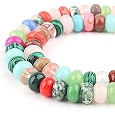 DIQIO 8x5mm Natural Stone Mix Color Gemstone Beads for Jewelry Making - 68-75pcs, Cylindrical Loose Beads