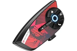 gearelec Helmet Bluetooth Headset V5.2 BT &【Cool Graffiti Panel】,4 Riders 1500M Helmet Communication System with Music Sharing, Motorcycle Bluetooth Headset-HiFi Sound & Noise Reduction，IP65 Red