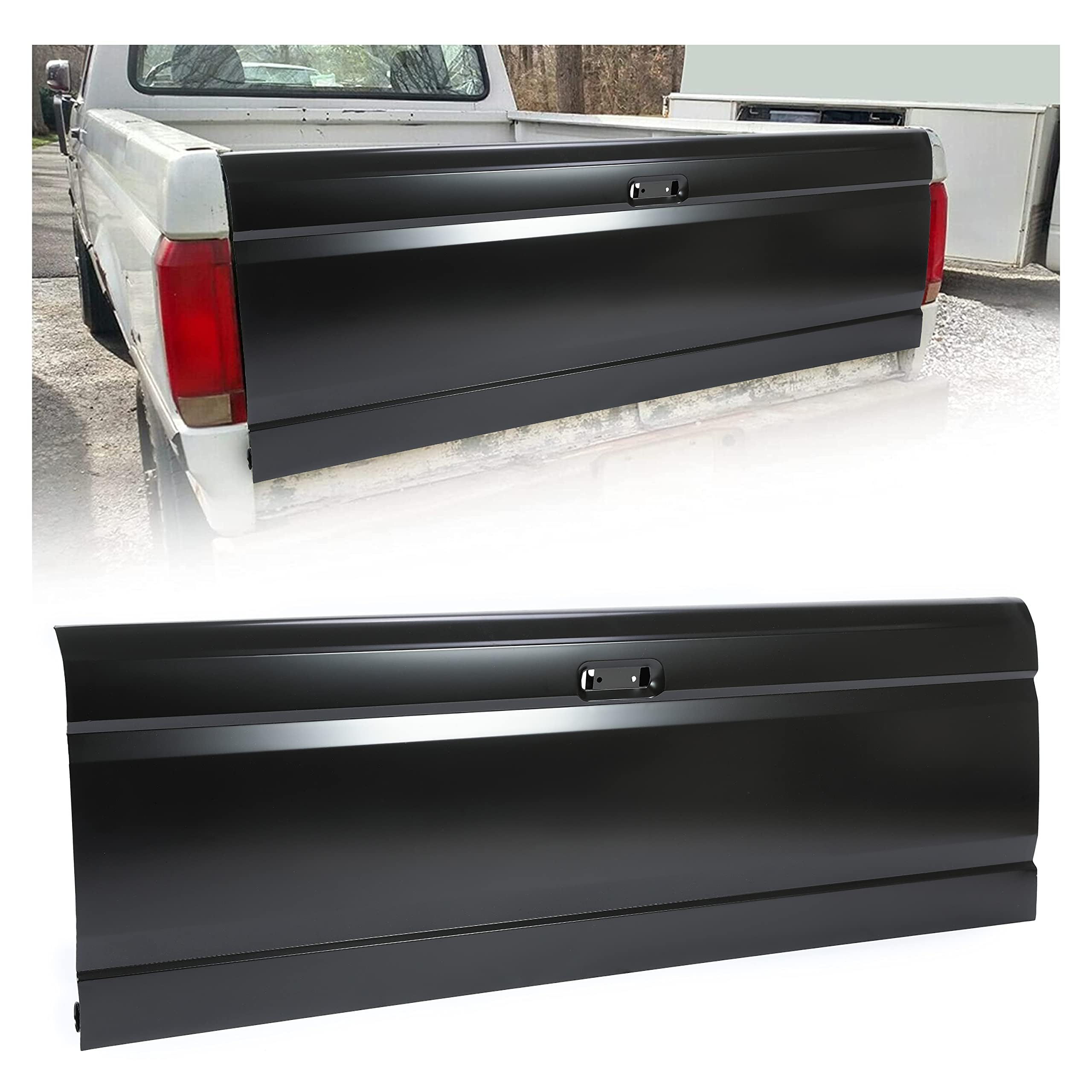 Photo 1 of ECOTRIC Complete Primed Rear Tailgate Tail Gate Steel Compatible with 1987-1996 Ford F150 F250 F350 Truck Pick up Bed Replacement for Part Number E7TZ9940700A F2TZ9940700A FO1900104