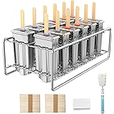 TOCCOOL 12 Pack Stainless Steel Popsicle Molds with Holder, Reusable Ice Pop Maker Set, Fast Freezing Ice Lolly Molds for Hom