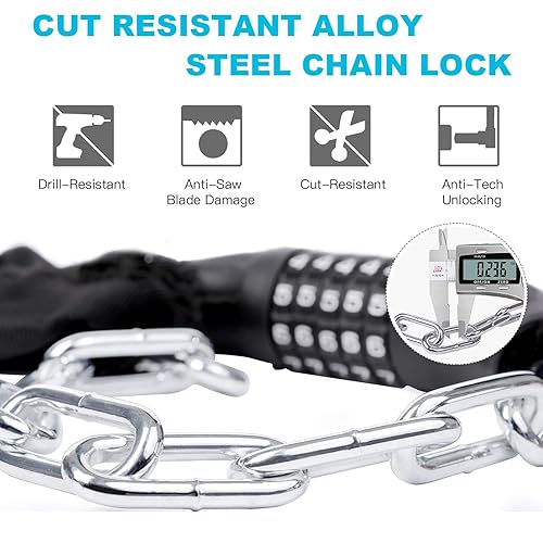 UBULLOX Bike Chain Lock 3FT 5-Digit Combination Bike Locks Anti