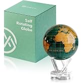 MOVA Self Rotating Globe, Emerald Green and Gold Classic (4.5") | solar powered globe, no batteries or cords, gift for geography lovers, premium kinetic display, office desk decor