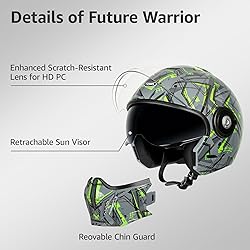 YEMA Convertible 3/4 Full Face Motorcycle Helmet