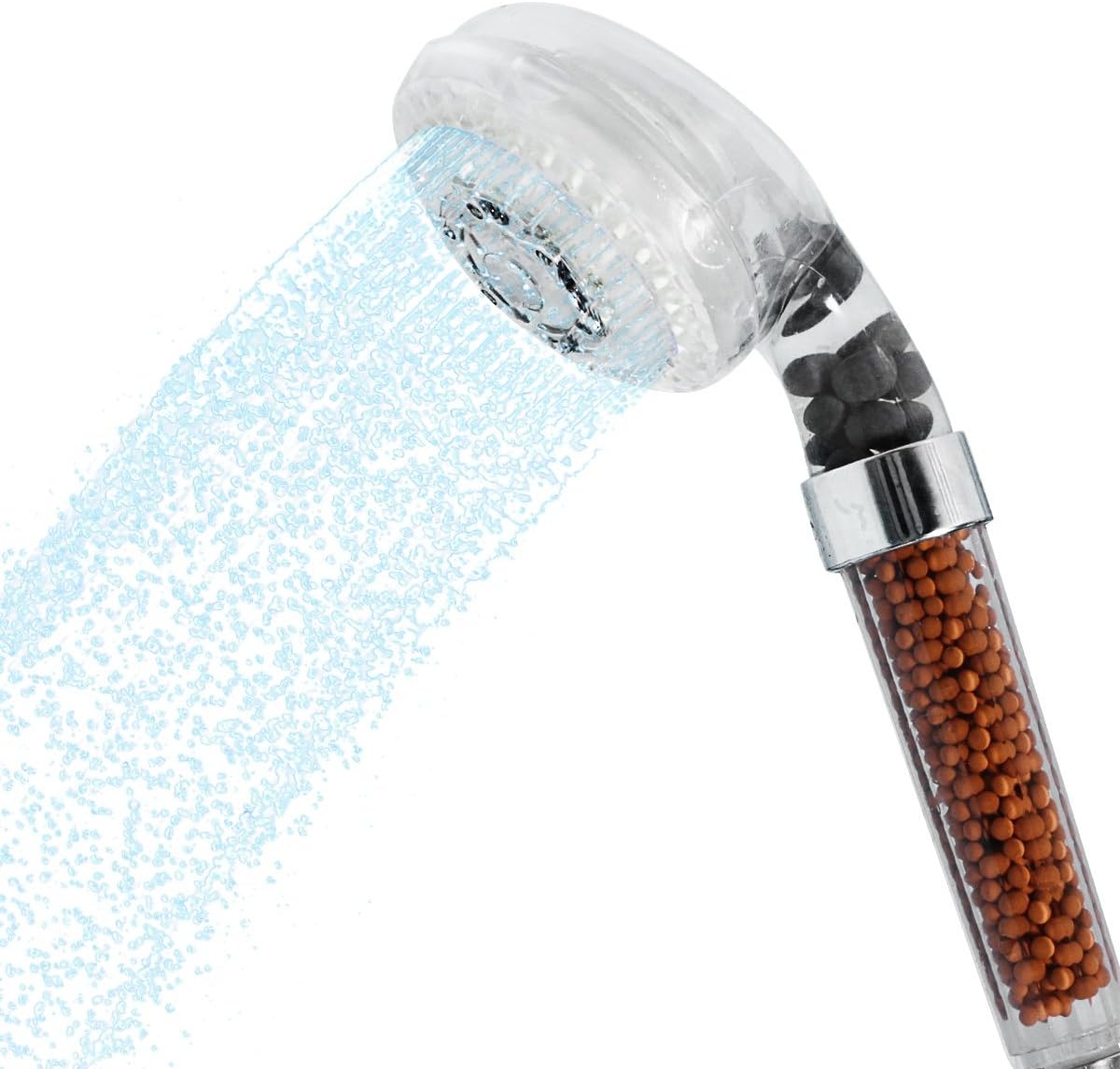 Hand Held Filtered Shower Head (Clear) - 4 Filter Spray Settings for a Full Spa Experience