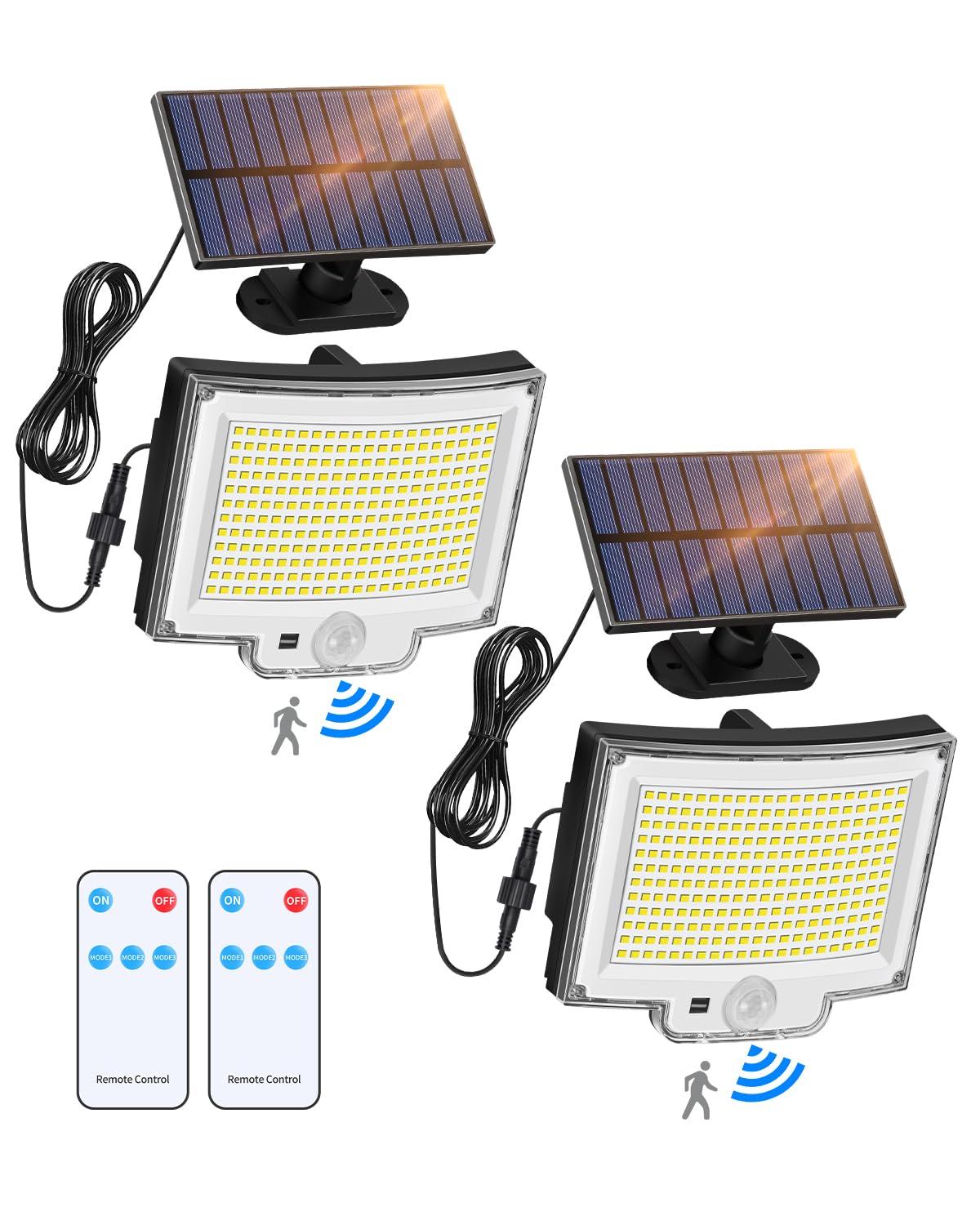 Photo 1 of YQNLIFA Solar Flood Light with Remote, 3800LM 16.5 FT Cable Outdoor Solar Flood Light, 6500K Dusk to Dawn Light with 3000mAh Battery, IP66 Waterproof Flood Light for Porch Garage 2 Pack