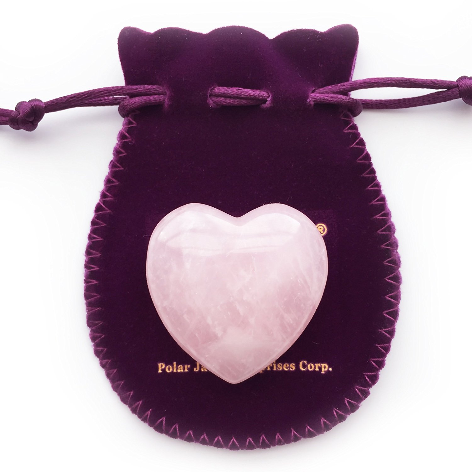 Puffy Heart Hand-Carved of 100% Natural Rose Quartz Crystal Stone for Chakra Energy Healing, Meditation, Massage and Decoration