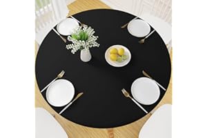 Smiry Round Spandex Tablecloth, Elastic Fitted Washable Tablecloths for 45"-56" Tables, Waterpoof Stretch Picnic Table Cover 