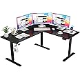 Furmax L Shaped Standing Desk Adjustable 63 x 55 Inch Corner Stand up Desk Electric Standing Computer Workstation with Preset Heights (Black)