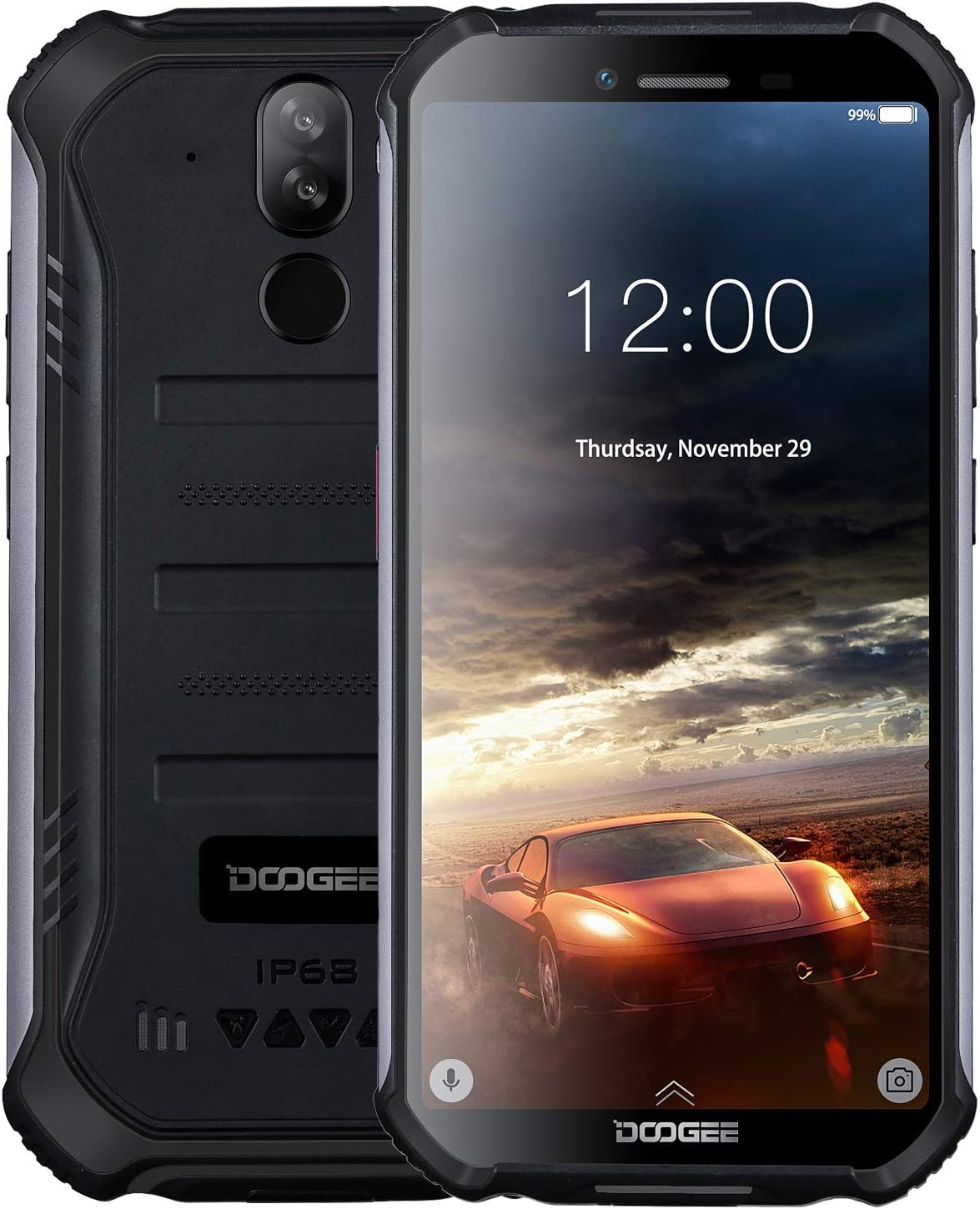 DOOGEE S40 4G Rugged Smartphone Android 9.0, Dual SIM Free Mobile Phones Unlocked 5.5'' IP68/IP69K Waterproof, 4650mAh Quad-Core 2GB+16GB, 8MP+5MP Dual Rear Cameras, NFC Fingerprint Face ID, Black