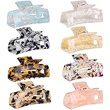 8 Pack Hair Claw Clips Tortoise Barrettes Rectangle Shape Clips Fashion Colorful Hair Clips