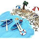 EMiEN 18 Pieces Beach Style Miniature Ornament Kits Set for DIY Fairy Garden Dollhouse Decoration, Blue Sand,Cute Girls,Beach