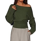 PRETTYGARDEN Women Off The Shoulder Sweater 2026 Fall Trendy Long Batwing Sleeve Knit Pullover Going Out Tops Winter Clothing