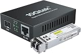 10Gtek 1Gb SFP LX LC Singlemode Fiber Converter 10/100/1000RJ45 20km UK PSU view 1