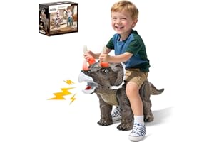 Twinkoo Dinosaur Ride On Toy Cars for Kids, Realistic Triceratops Push Car with Three Sound Effects,Sound and Light Effects PP Wheels for Indoor/Outdoor Play,Best Gift for Kids(Triceratops)