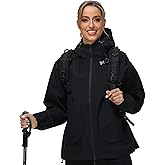 Women Rain Jacket with Adjustable Hood Fashion Lightweight Raincoat Waterproof Soft Shell Windbreaker