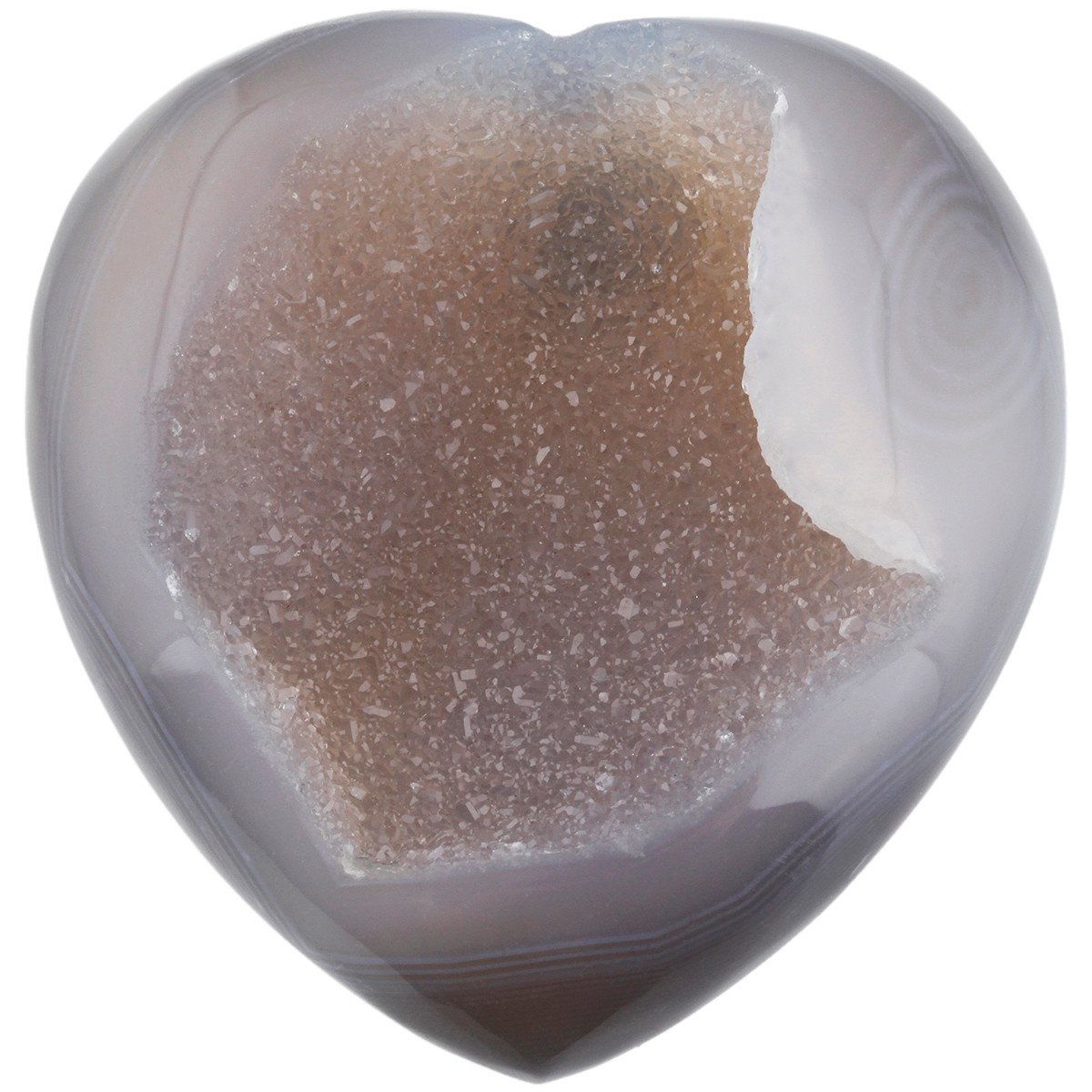 Shanxing Agate Geode Crystal Puff Heart Worry Healing Stone Palm Chakra Reiki 1.7"-2.4"