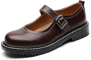 QHH Mary Jane Shoes Women Mary Jane Flats Oxfords Leather Round Toe Non-Slip Casual Shoes Comfortable Dress Shoes Cute Girls School Shoes for Women