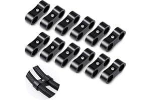 DaisyInner 12 Pcs 6AN Hose Separator Clamp AN6 Fuel Line Mounting Aluminum Brake Clamp Divider Hose Fitting Adapter Fit for 3/8 Fuel, Water Pipe and Gas Line, Black