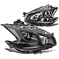 Auto Dynasty Headlights Assembly Compatible with 09-14 Nissan Maxima, Halogen Models Factory Style Projector Headlights, Driver and Passenger Side, Black Housing