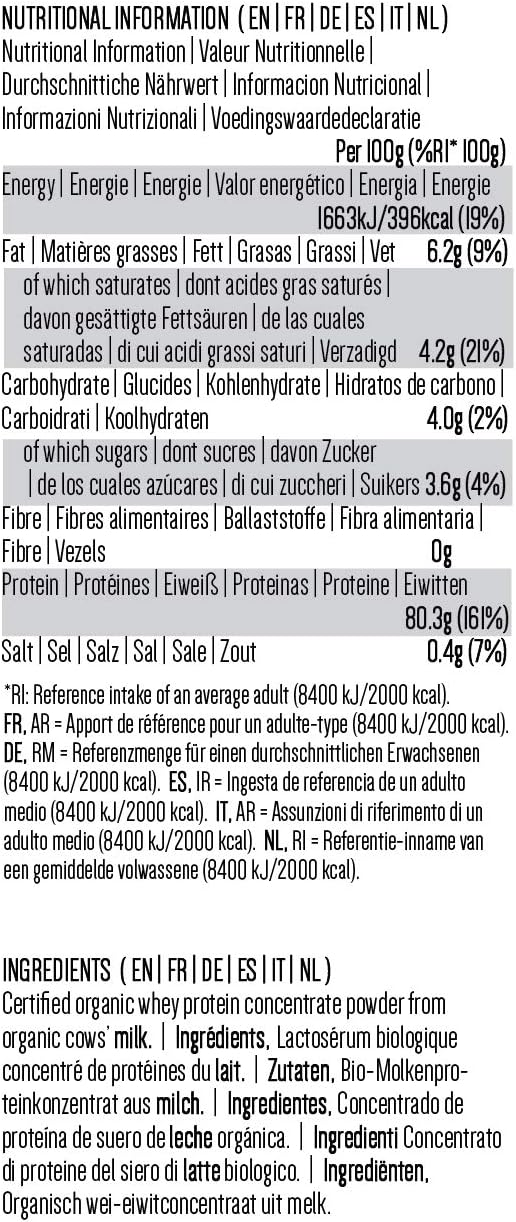 Organic Whey Protein Powder 1kg Unflavoured Grass Fed SOYA Free Pure Concentrate Gluten Free Low Carb Vegetarian 1000g - Image 4