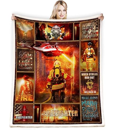 Firefighter Throw Blanket 60x50 Inches – Fire Department Gift For Men, Soft Decorative Blanket For Birthdays & Parties