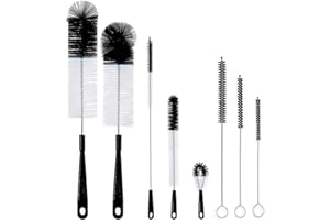 AUMA 8 Pack Bottle Cleaning Brush Set - Long Handle Bottle Cleaner for Washing Narrow Wine/Beer Bottles, HydroFlask Tumbler, 