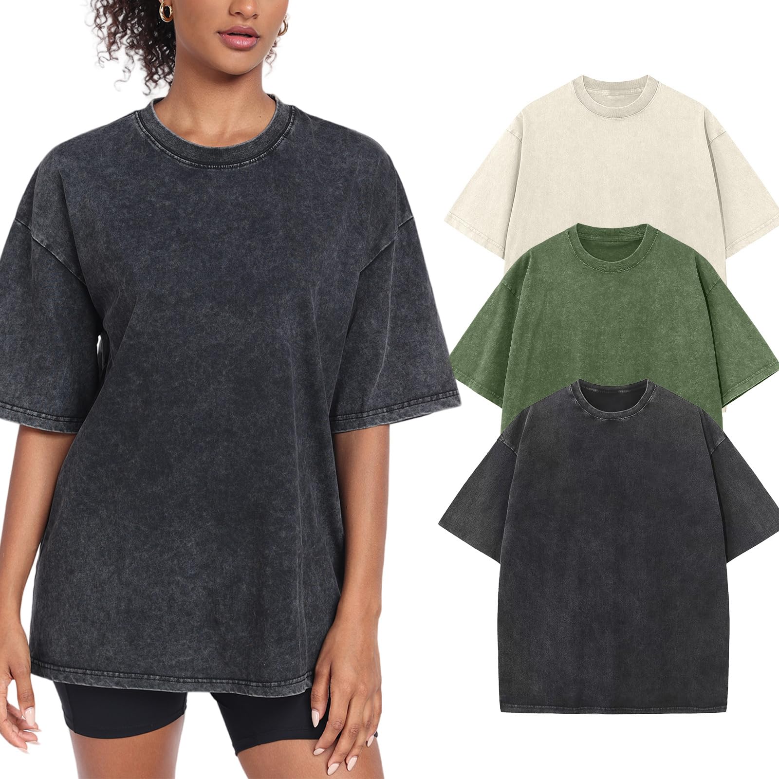 thumbnail image 2 of Womens Washed Vintage Oversized T-Shirt Casual Baggy Jamaica 2 of 13