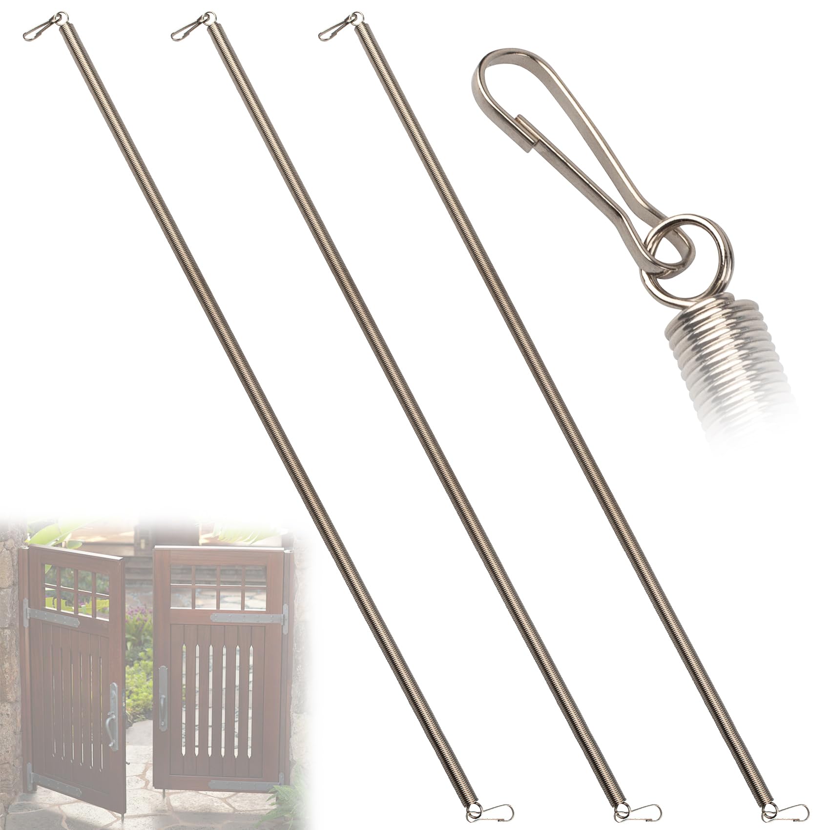 Photo 1 of 20-Inch Zinc Plated Wire Extension Springs for Home Repair, Screen Doors, DIY Projects, and General Household Use, 3-Pack with 6 Hooks