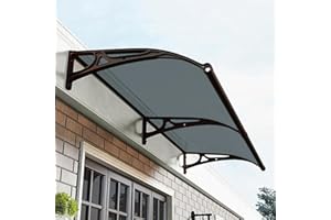 GVCSTXP Awning for Door Window Exterior with Aluminum Bracket, Front Door Overhang Awning with Black Bracket for Sun Shutter, UV, Rain and Snow Protection-smoke gray-60x200cm/24x79in