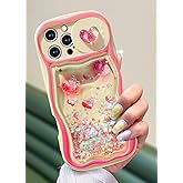 Toycamp for iPhone 16 Pro Max Case - Women Girls Cute Phone Cover Hearts with Sliding Camera Cover Glitter Fashion Teens Girly Pretty Design Flowing Liquid Quicksand Case for iPhone 16 Pro Max 6.9 "
