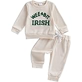 YOKJZJD 2Pcs Newborn Baby Boy St Patricks Day Outfit Waffle Knit Sweatshirt T-Shirt Top Pants Set Toddler Fall Winter Clothes