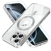 Misea Magnetic for iPhone 16 Pro Max Case Compatible with MagSafe [Never Yellowing] [Military Grade Drop Protection] Full Camera Lens Protector Plating Soft Clear Phone Case for Women, Titanium Silver