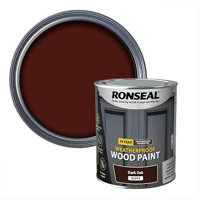 Ronseal 10 Year Weatherproof Wood Paint Dark Oak Gloss 750ml