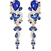 Rhinestone Statement Dangle Earrings Sparkly Crystal Bridal Wedding Earrings for Brides Bridesmaides Chandelier Teardrop Earrings for Women Prom Party