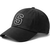 Daxton 3D Varsity Initial Baseball Cap, Unstructured Cotton Dad Hat Color, Letter Color White Black
