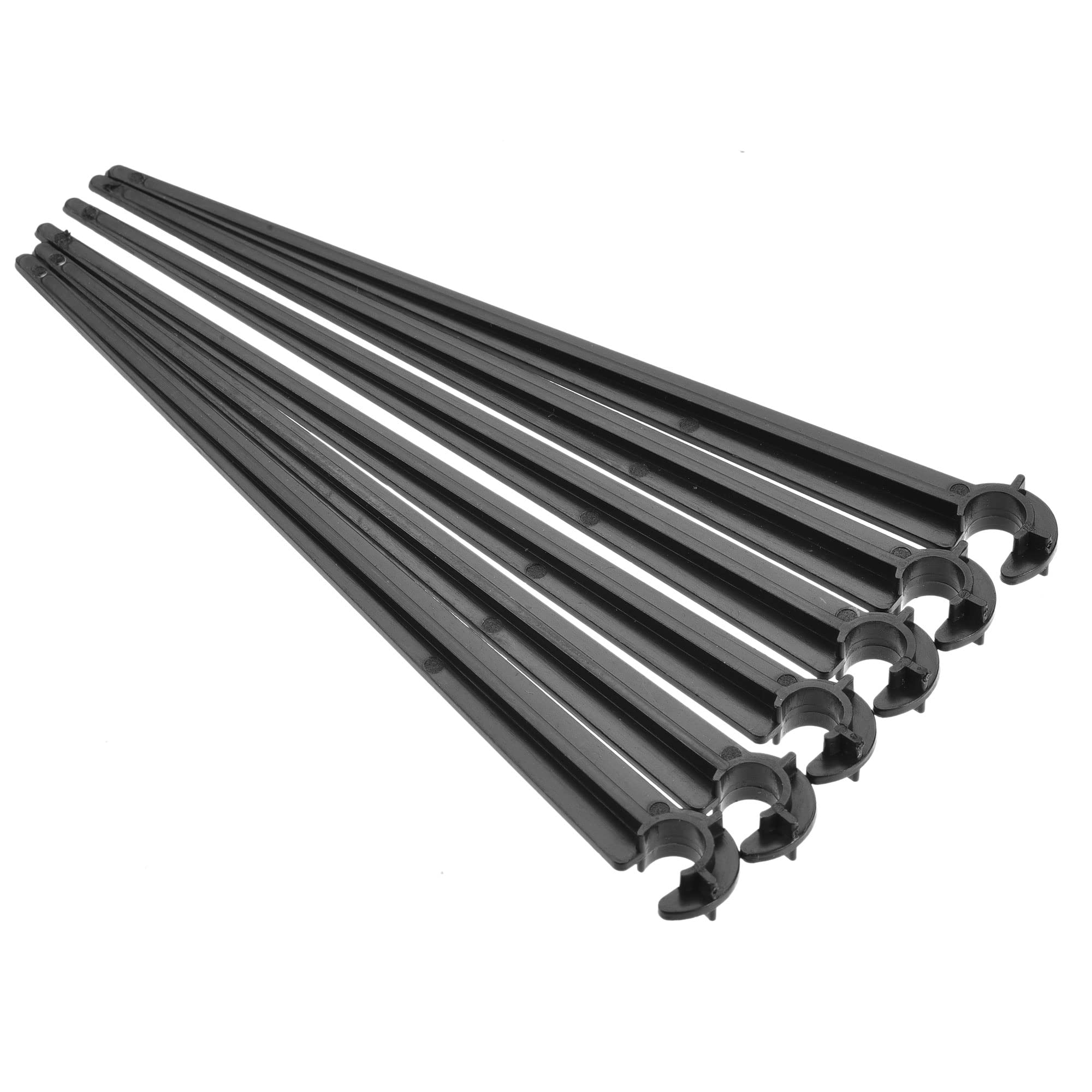 M METERXITY 100 Pack Irrigation Drip Support Stakes - Garden Lawn Drip Tubing Hold Stakes Apply to Watering System (110mm Black)